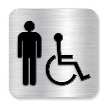 Plaque de porte ou murale avec pictogramme en relief 3D: Homme et handicapée