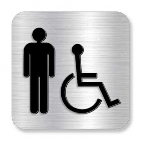 Plaque de porte ou murale avec pictogramme en relief 3D: Homme et handicapée