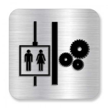 Plaque de porte ou murale avec pictogramme en relief 3D: Salle de mécanique des ascenseurs