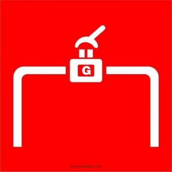 Affiche de sécurité-incendie: Vanne de contrôle d'une entrée de gaz (arrêt manuel)