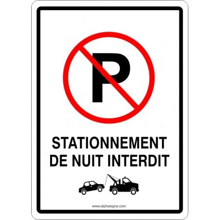 Affiche de stationnement : Stationnement de nuit interdit