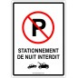 Affiche de stationnement : Stationnement de nuit interdit