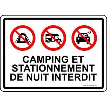 Affiche pour plein air - Camping et stationnement de nuit interdit