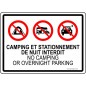 Affiche bilingue pour plein air - Camping et stationnement de nuit interdit
