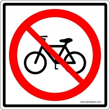 Affiche standard pictogramme seulement: Vélo interdit
