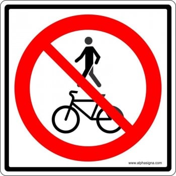 Affiche standard pictogramme seulement: Vélo et individu interdit