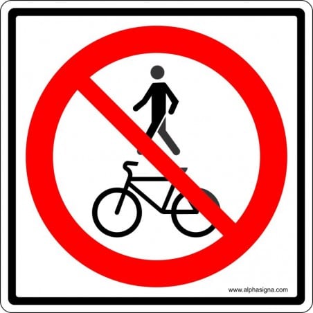 Affiche standard pictogramme seulement: Vélo et individu interdit