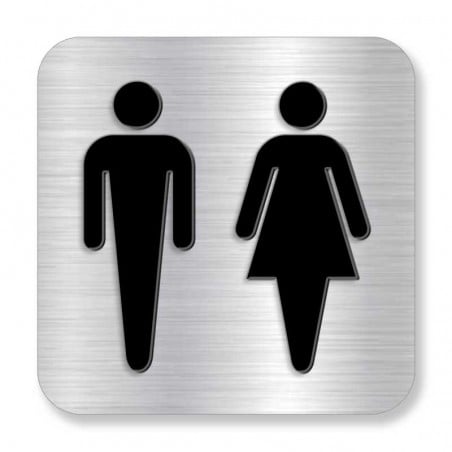 Plaque de porte ou murale avec pictogramme en relief 3D: Homme / femme - version uni jambe
