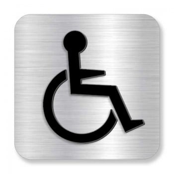 Plaque de porte ou murale avec pictogramme en relief 3D: handicapé - version uni jambe