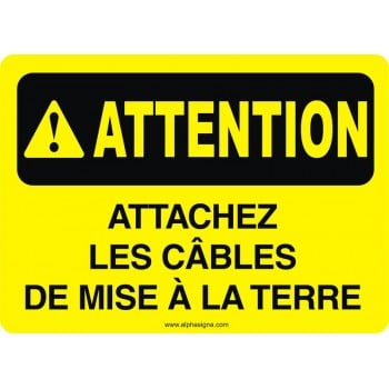 Affiche de sécurité: ATTENTION Attachez les câbles de mise à la terre