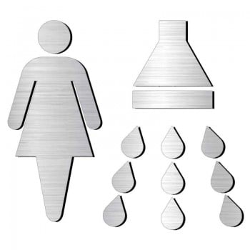 Pictogramme découpé toilettes femme vestiaire douche (unijambe)