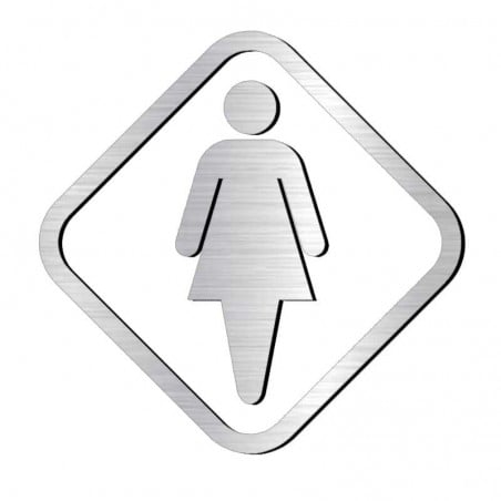 Pictogramme découpé femme toilette losange - contour