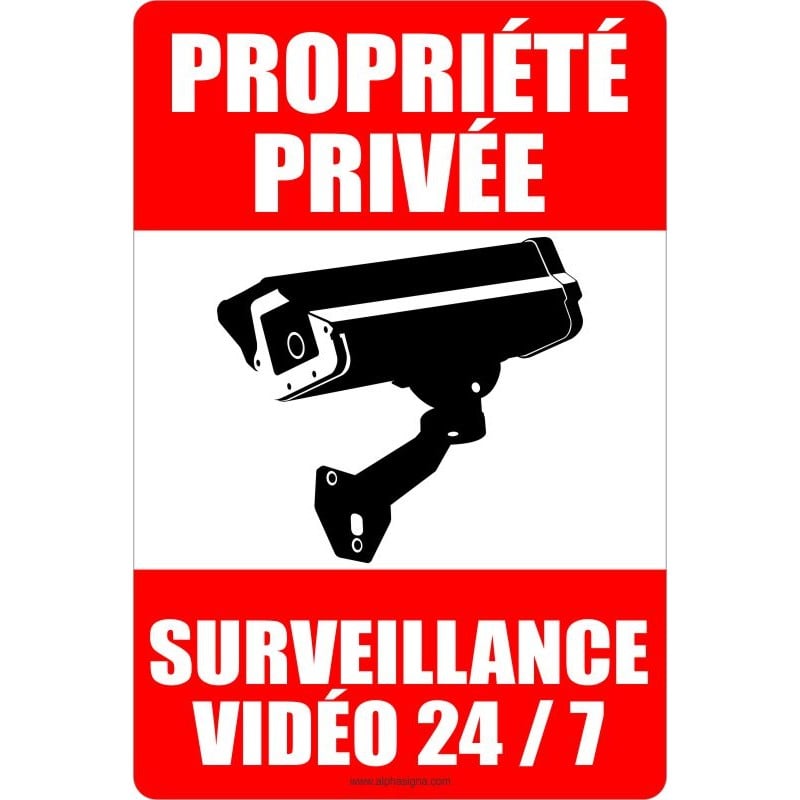 Panneau de sécurité Accès interdit - propriété privée sous vidéo  surveillance