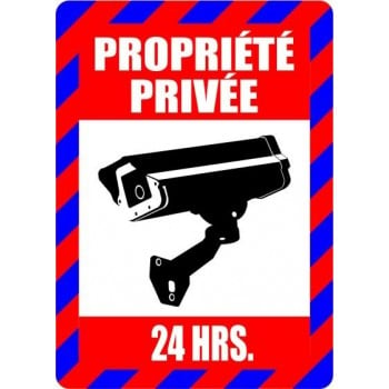 Affiche haute visibilité pour propriété privée - surveillance par caméra vidéo 24 heures