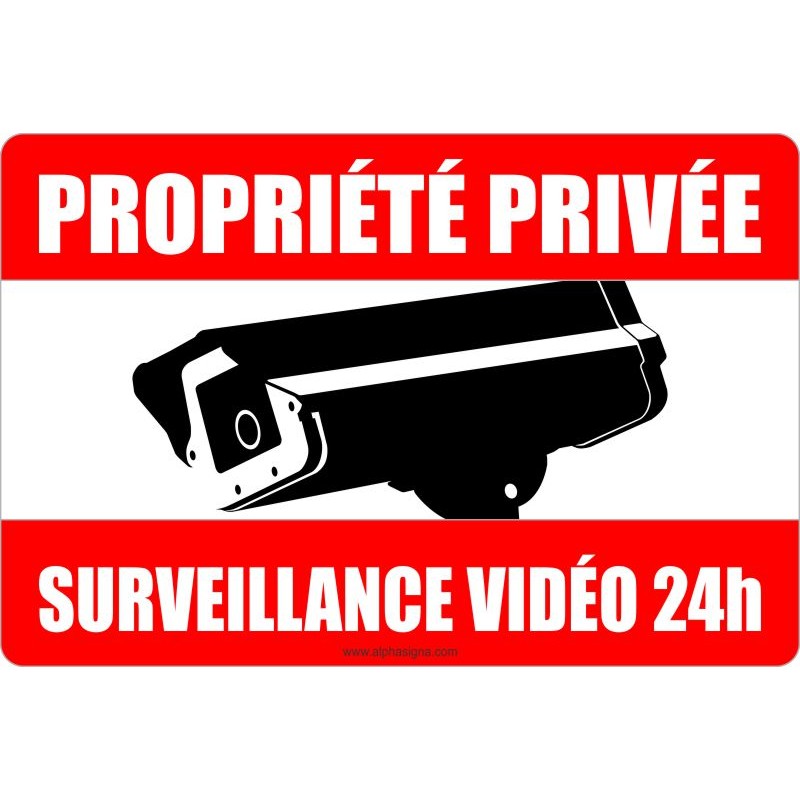 Panneau Propriété Privée Sous Vidéo Surveillance