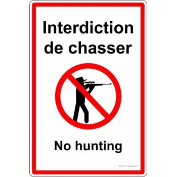 Affiche pour terrain privé - interdiction de chasser