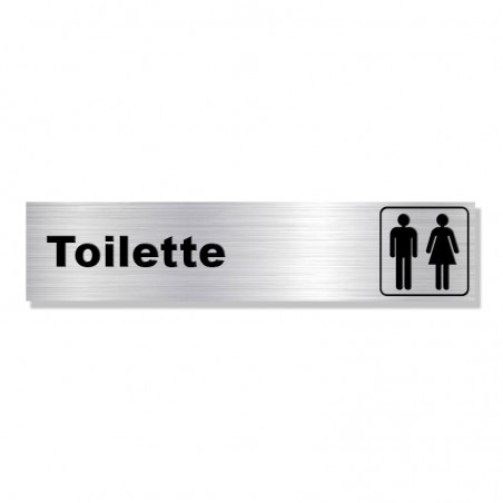 Plaque avec texte et pictogramme : Toilette