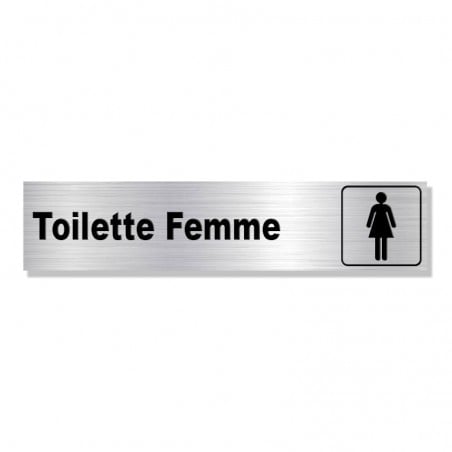 Plaque avec texte et pictogramme : Toilettes femmes