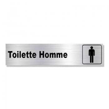 Plaque avec texte et pictogramme : Toilettes hommes