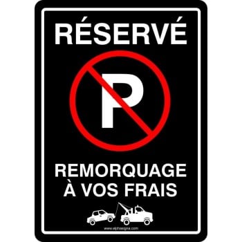 Affiche de stationnement interdit noir pour stationnement réservé