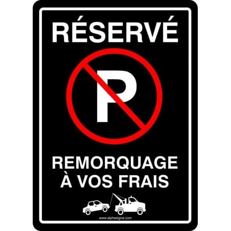 Affiche de stationnement interdit noir pour stationnement réservé