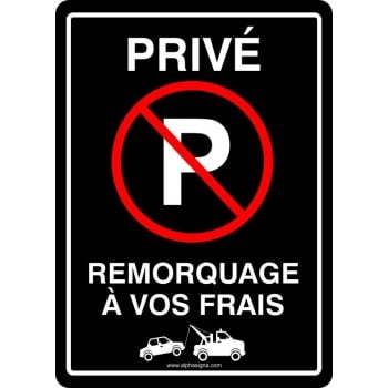 Affiche de stationnement interdit noir pour stationnement privé