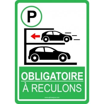 Affiche de stationnement pour stationnement à reculons obligatoire