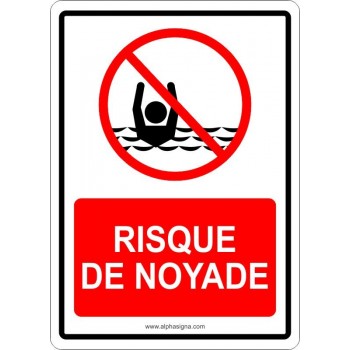Affiche de sécurité pour piscine : risque de noyade