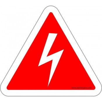 Affiche de sécurité : pictogramme en triangle rouge et blanc, éclair haute tension