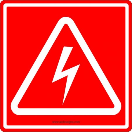 Affiche de sécurité: pictogramme Danger haute tension, rouge et blanc