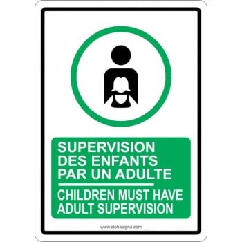 Affiche de sécurité pour piscine : supervision des enfants par un adulte obligatoire