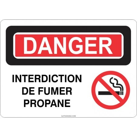 Affiche de sécurité: DANGER Interdiction de fumer Propane