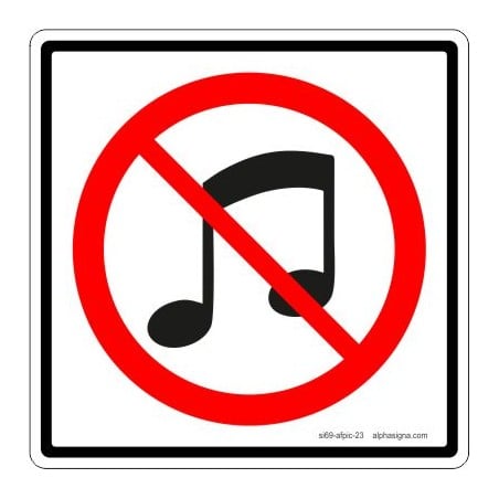 Affiche standard pictogramme seulement: musique interdite