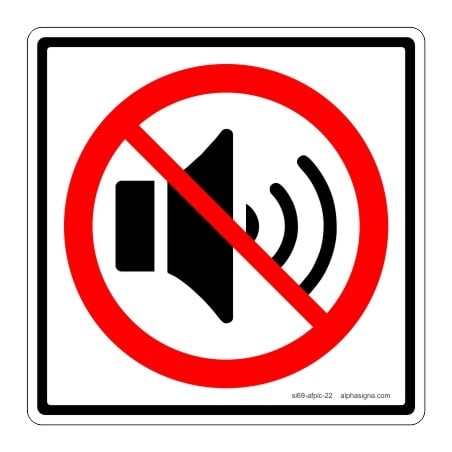 Affiche standard pictogramme seulement: bruits ou sons interdits