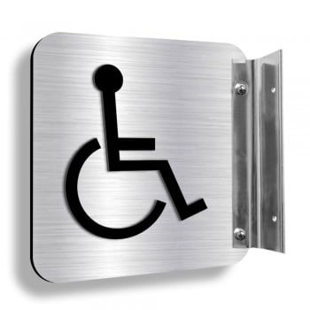 Affiche murale perpendiculaire avec pictogramme en relief 3D : Toilette handicapé (cliassique)