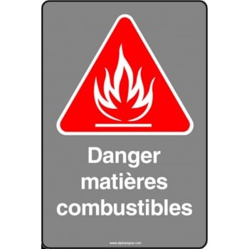 Affiche de sécurité aux normes CSA: Danger matières combustibles