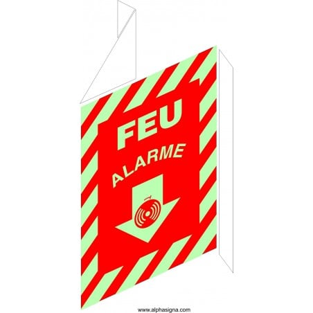 Affiche photoluminescente de sécurité-incendie: Alarme (en forme de V) (type 3D)
