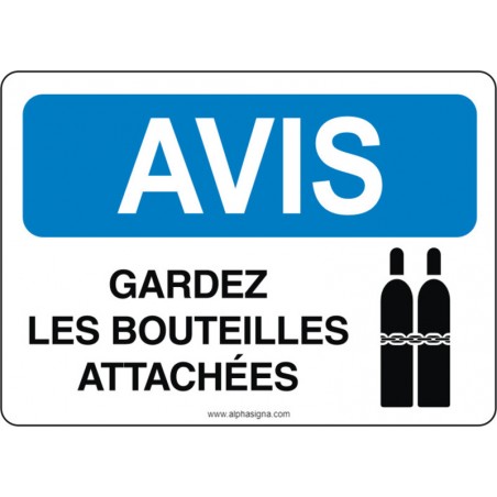 Affiche de sécurité: AVIS Gardez les bouteilles attachées