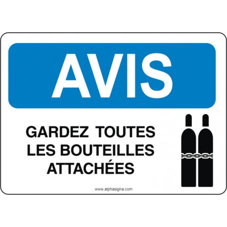 Affiche de sécurité: AVIS Gardez toutes les bouteilles attachées