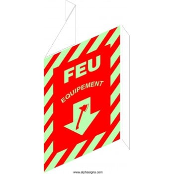 Affiche photoluminescente de sécurité-incendie: Équipement (en forme de V) (type 3D)