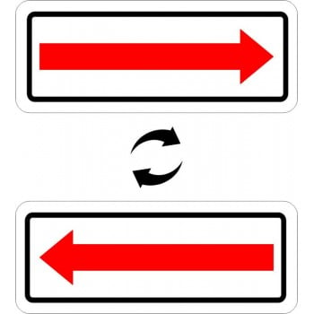Plaque de stationnement complémentaire, flèche sur le côté, rouge sur fond blanc