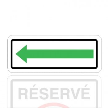 Plaque de stationnement complémentaire, flèche sur le côté, verte sur fond blanc