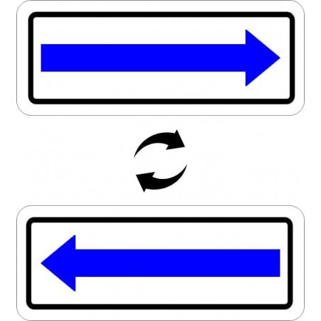 Plaque de stationnement complémentaire, flèche sur le côté, bleue sur fond blanc