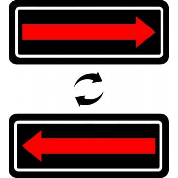 Plaque de stationnement complémentaire, flèche sur le côté, rouge sur fond noir