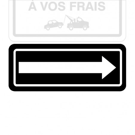 Plaque de stationnement complémentaire, flèche sur le côté, blanche sur fond blanc