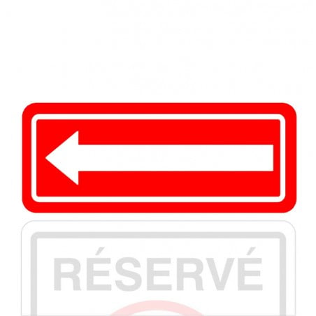 Plaque de stationnement complémentaire, flèche sur le côté, blanche sur fond rouge