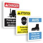 Sélection d'affiches de sécurité aux normes OSHA-ANSI