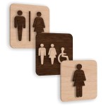 Plaques pour portes de toilette en bois
