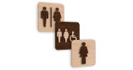 Plaques de porte de toilette en bois