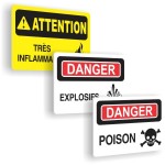 Affiches de sécurité - risques de feu, poison ou explosion